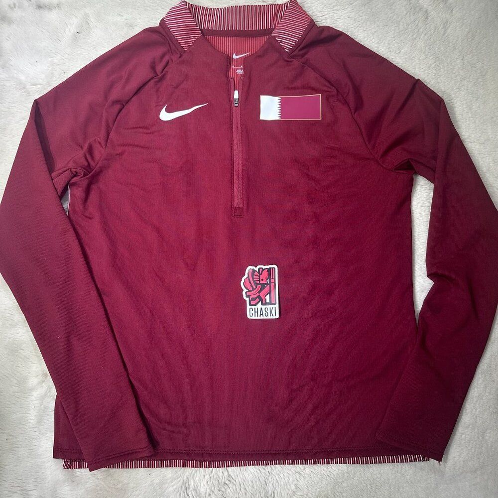 Nike Elite Pro Qatar Track & Field 1/4 Zip Long Sleeve Shirt Men's Medium CI8847